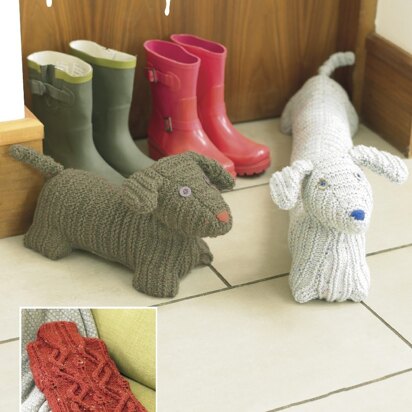 Doggy Door Stop, Draught Excluder and Hot Water Bottle Cover in Hayfield Bonus Aran Tweed with Wool - 7793