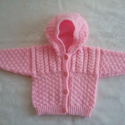 Diamond and cable baby hoodie