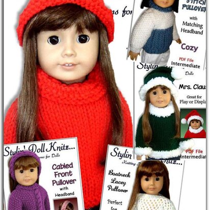 5 pdf knitting patterns. Fits 18 inch and American Girl Doll 01