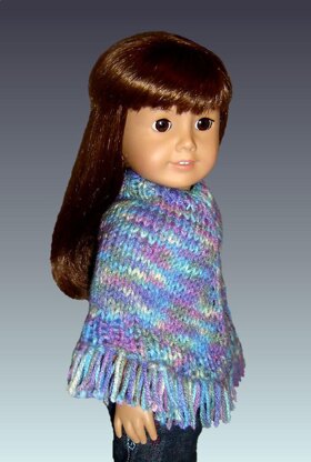 Easy poncho knitting pattern, fits American Girl and 18 inch Dolls