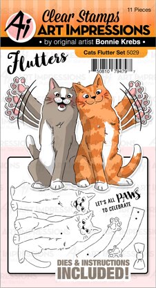 Art Impressions Flutters Stamp & Die Set - Cats