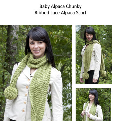 Ribbed Lace Scarf in Cascade Baby Alpaca Chunky - C228