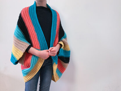 Tunisian Crochet Stashbuster Shrug "Colorful Soul"