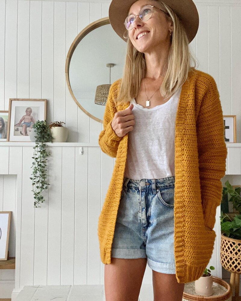 Mustard shop crochet cardigan