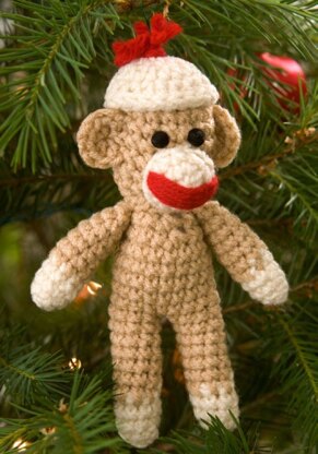 Sock Monkey Ornament in Red Heart Super Saver Economy Solids - LW2267