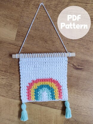 Mini Rainbow Crochet Wall Hanging