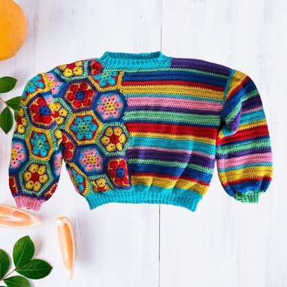 FLOWER SWEATER TUTORIAL, how to crochet the flower sweater 