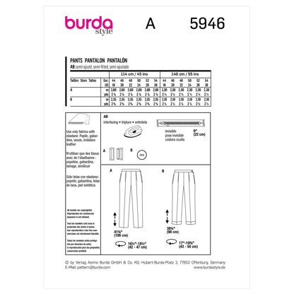 Burda Style Misses' Trousers B5946 - Sewing Pattern
