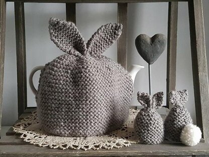 Bunny Tea Cosy and Egg Cosy – Downloadable PDF Knitting Pattern