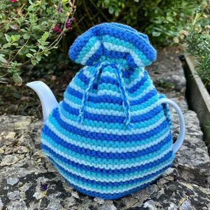 Ocean Blue 4 Cup Teapot Cosy Knitting Pattern