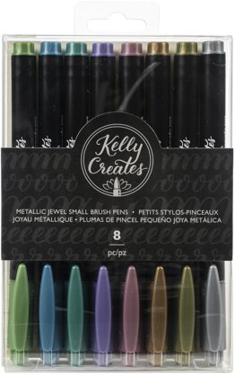 American Crafts Kelly Creates Small Brush Pens 8/Pkg - Metallic Jewel