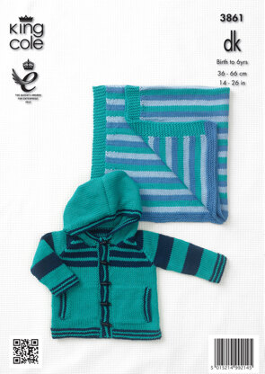 Boys' Sweater, Hoodie and Blanket in King Cole Cottonsoft DK - 3861