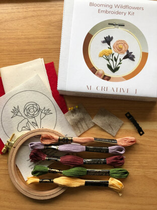 M Creative J Blooming Wildflowers DIY Embroidery Kit