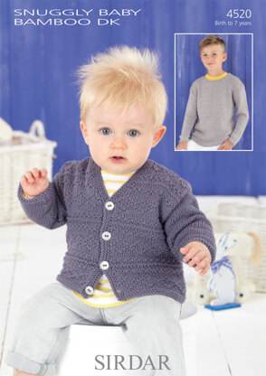 Cardigan and Sweater in Sirdar Snuggly Baby Bamboo DK - 4520 - Downloadable PDF