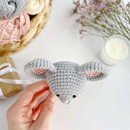 Mouse crochet pattern baby rattle Amigurumi teether toy