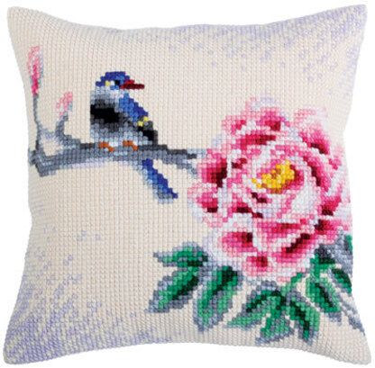 Collection D'Art Flower and Bird Cross Stitch Cushion Kit - Multi
