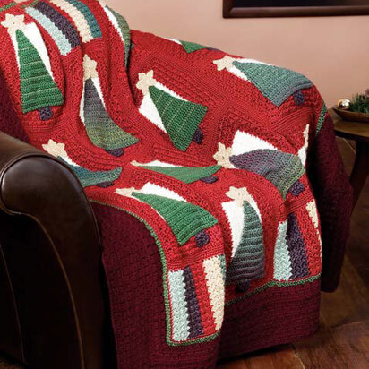 Christmas Tree Throw in Caron Simply Soft Heathers & Simply Soft - Downloadable PDF