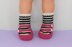 Childrens Stripe Sock 2 Strap Sandal Slippers
