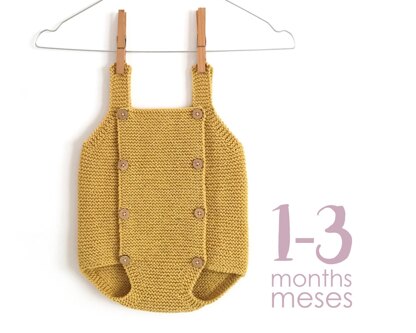 1-3 months - BUTTON-UP Knit Romper Pattern