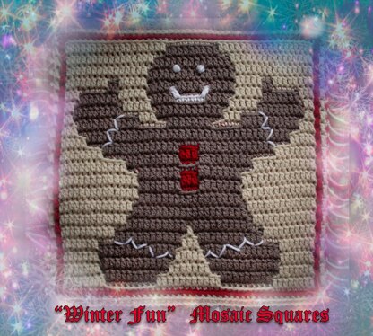 Winter Fun Mosaic Square - Gingerbread Man