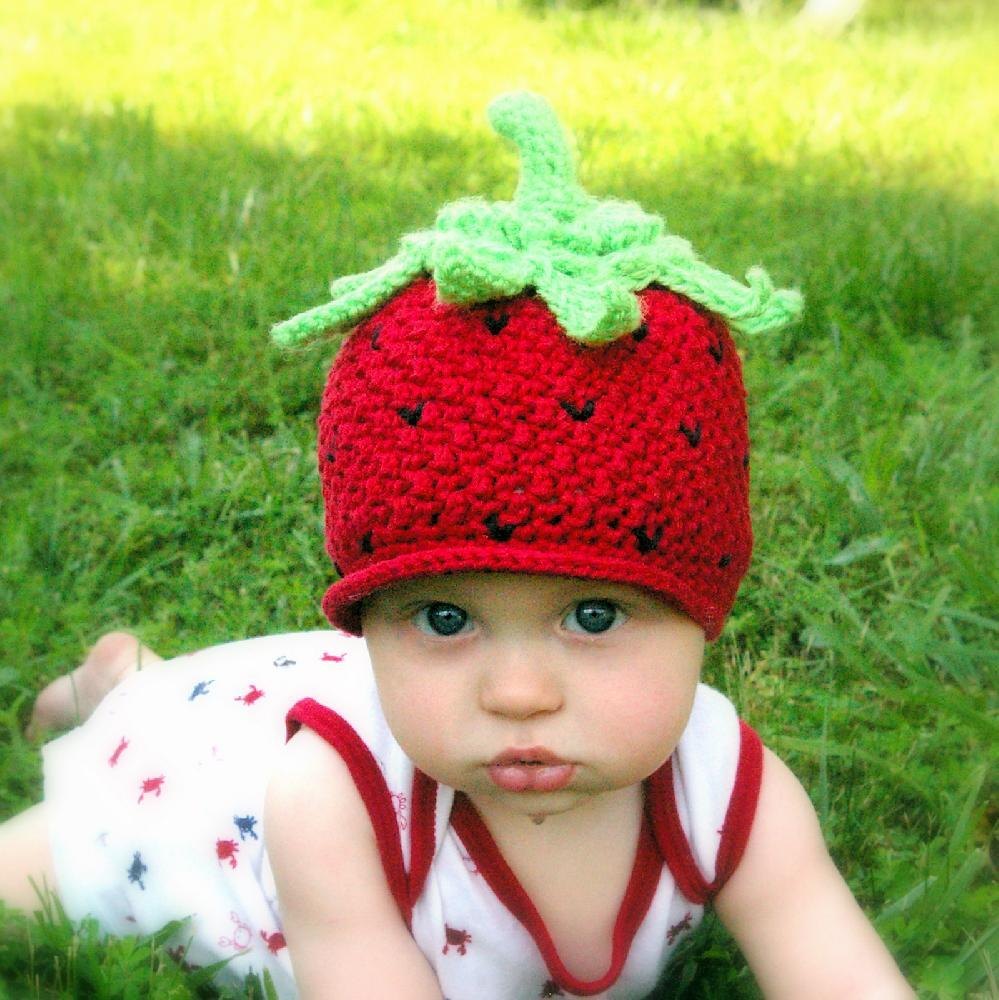 Strawberry baby hat on sale