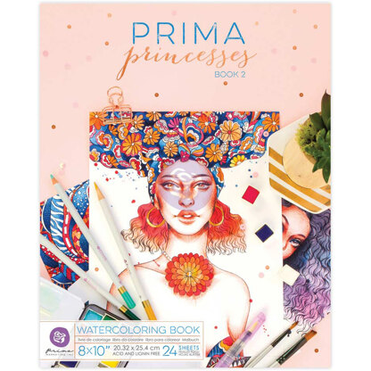 Prima Marketing Watercolor Coloring Book 8"X10" - Princesses Vol. 2, 24 Sheets
