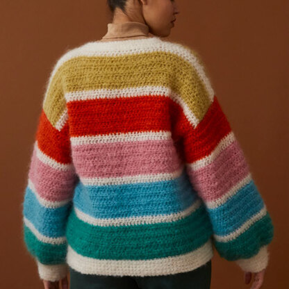 Crochet Striped Sweater - Jumper Crochet Pattern for Women in Debbie Bliss Nell by Debbie Bliss
