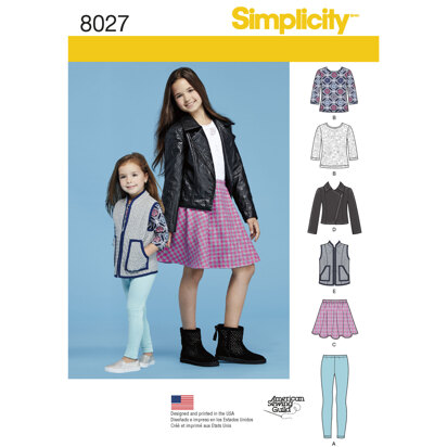 Simplicity Child's and Girls' Sportswear Pattern 8027 - Sewing Pattern