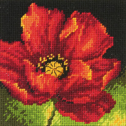 Dimensions Red Poppy Needlepoint Kit - 5 x 5 inches