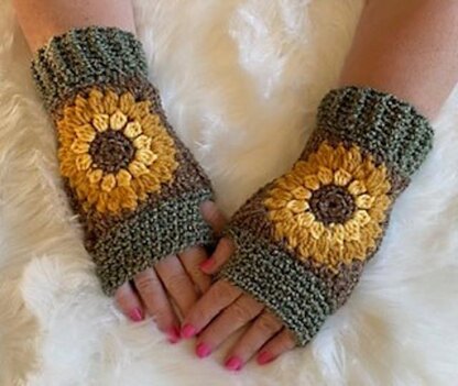 Sunflower Fingerless Gloves
