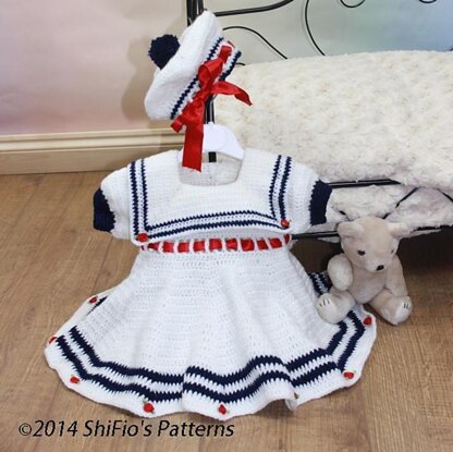 Sailor Dress Baby Crochet Pattern #184