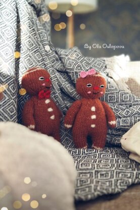 Gingerbread Man knitting toy pattern - 2 needles version