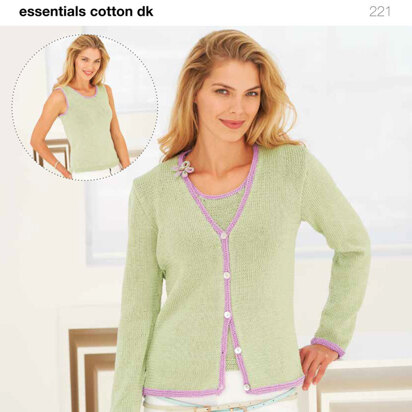 Cardigan and Vest in Rico Essentials Cotton DK - 221