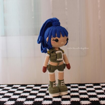 Blue-Haired Warrior Girl Amigurumi Pattern – Fanart Crochet PDF