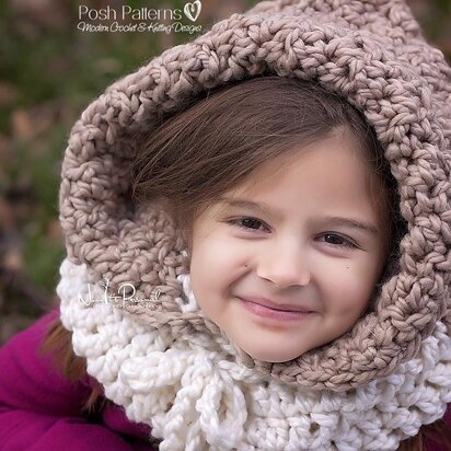 Textured Hooded Cowl Crochet Pattern 398