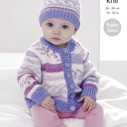 Raglan Cardigans & Hat in King Cole Cherish DK & Cherished DK - 4514 - Downloadable PDF