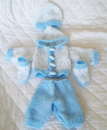 Dolls Clothes knitting Pattern, 10 inch Doll, Hooded Cardigan, leggings & Boots