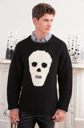 Skull Sweater in Red Heart Soft Solids - LW4414