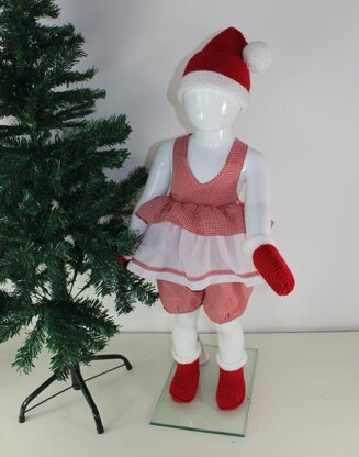 Toddler Santa Hat, Boots and Mittens