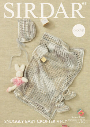 Blanket, Bonnet and Boots in Sirdar Snuggly Baby Crofter 4 Ply - 4821 - Downloadable PDF