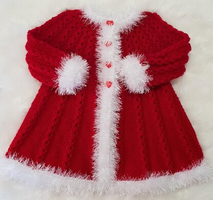 Holly swing coat with fur trim baby knitting pattern