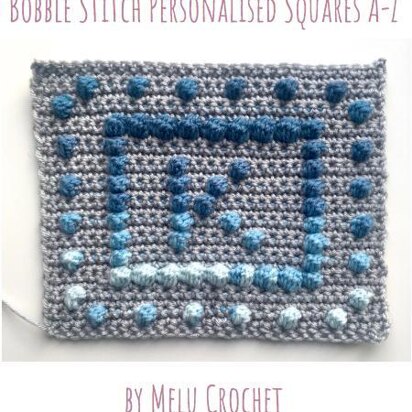 Bobble Stitch Personalised Squares A-Z US by Melu Crochet