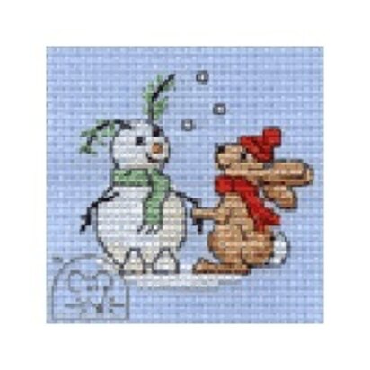 Mouseloft Christmas Card Stitchlet - Snowbunny Cross Stitch Kit - 64mm