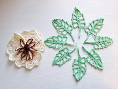 3D flower and openwork leaf pattern