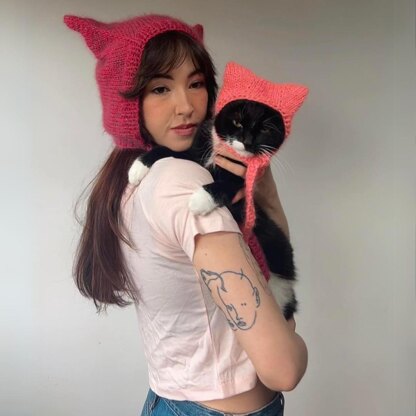 Matching knitted cat hats