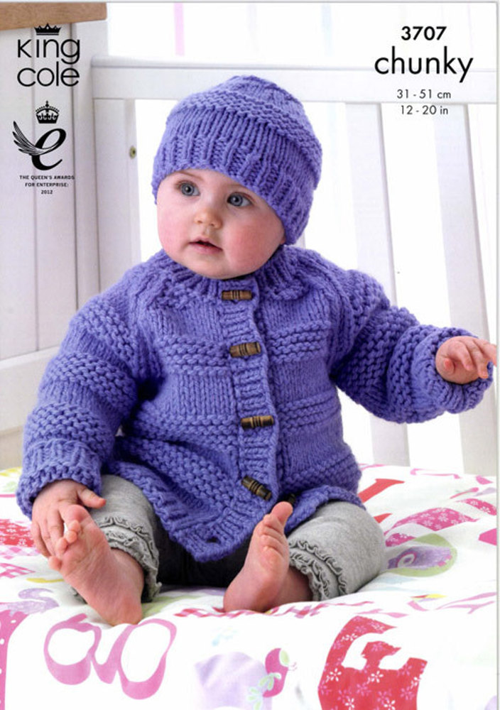 Jacket Hat and Mittens in King Cole Comfort Chunky 3707