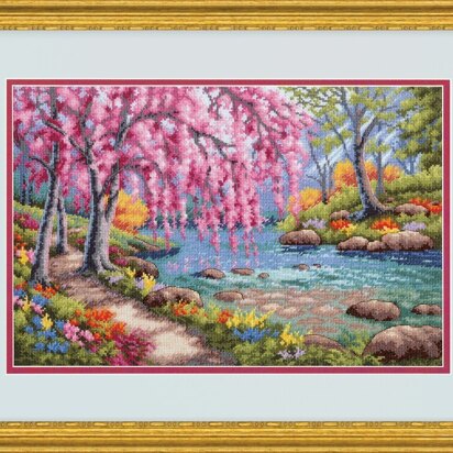 Dimensions Cherry Blossom Creek Cross Stitch Kit - 22.86cm x 30.48cm