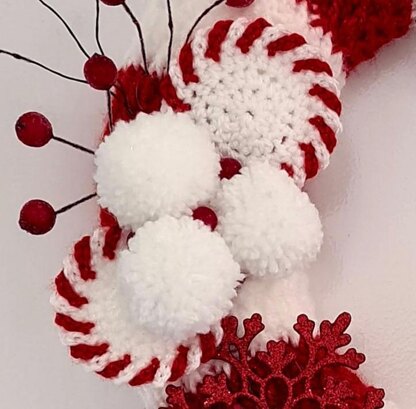 Crochet Christmas Wreath Pattern - Candy Cane