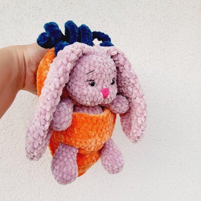 Crochet bunny baby in a backpack, Amigurumi rabbit pattern Toy