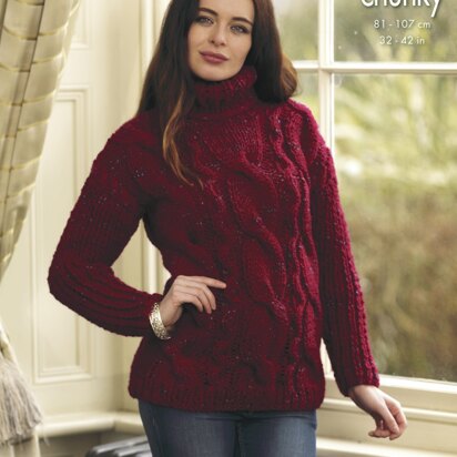 Sweater & Poncho in King Cole Big Value Super Chunky Twist - 4618 - Downloadable PDF